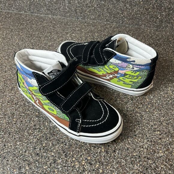 Vans Parks Project Wild And Free Kid Sz 3 Mid Top Multicolor Black Suede Sneaker - Picture 6 of 9